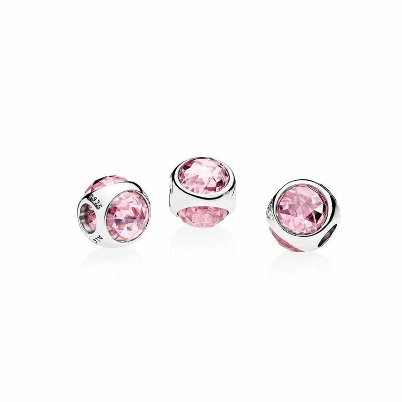 Pandora Radiant Droplet Charm Ireland - Sterling Silver/Pink/Cubic Zirconia - 047358SGM